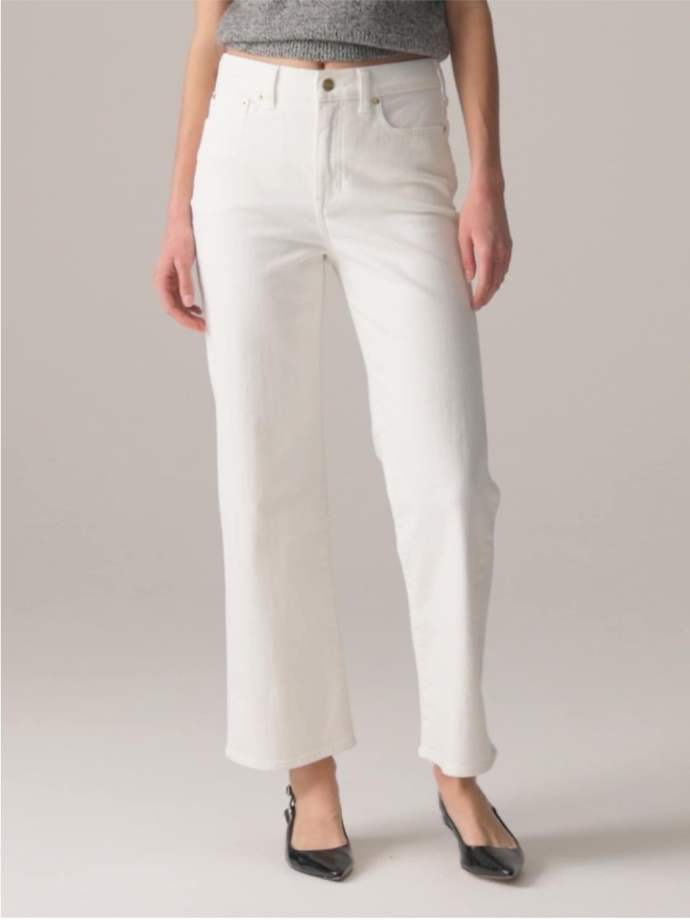 J Crew Slim Wide Jeans Size 31 High Rise in White w/ Raw Hems